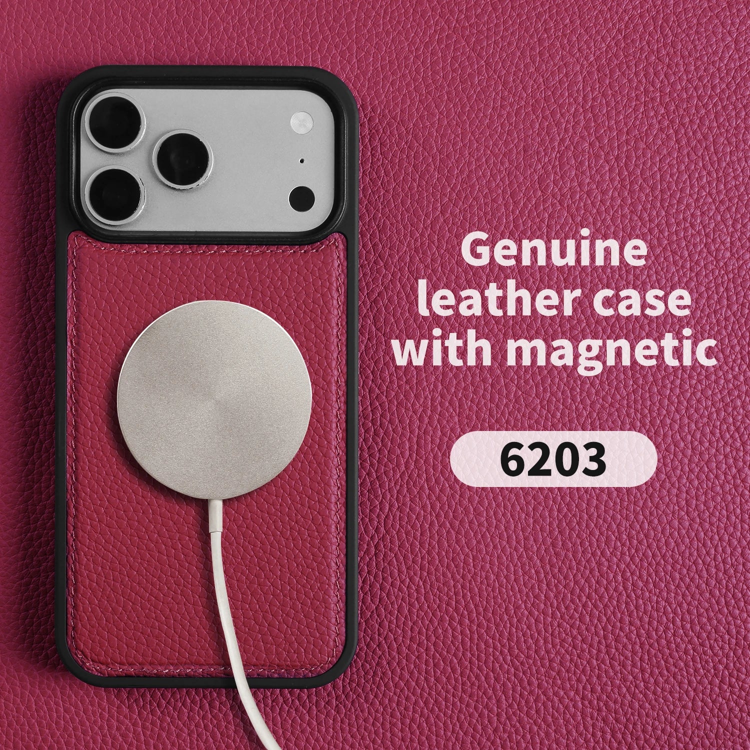 For Magsafe Lychee Genuine Leather Case For iphone 17 Pro Max 16 15 14 Air 17e 16e 11 12 13 Phone Case Magnetic Back Cover Coque