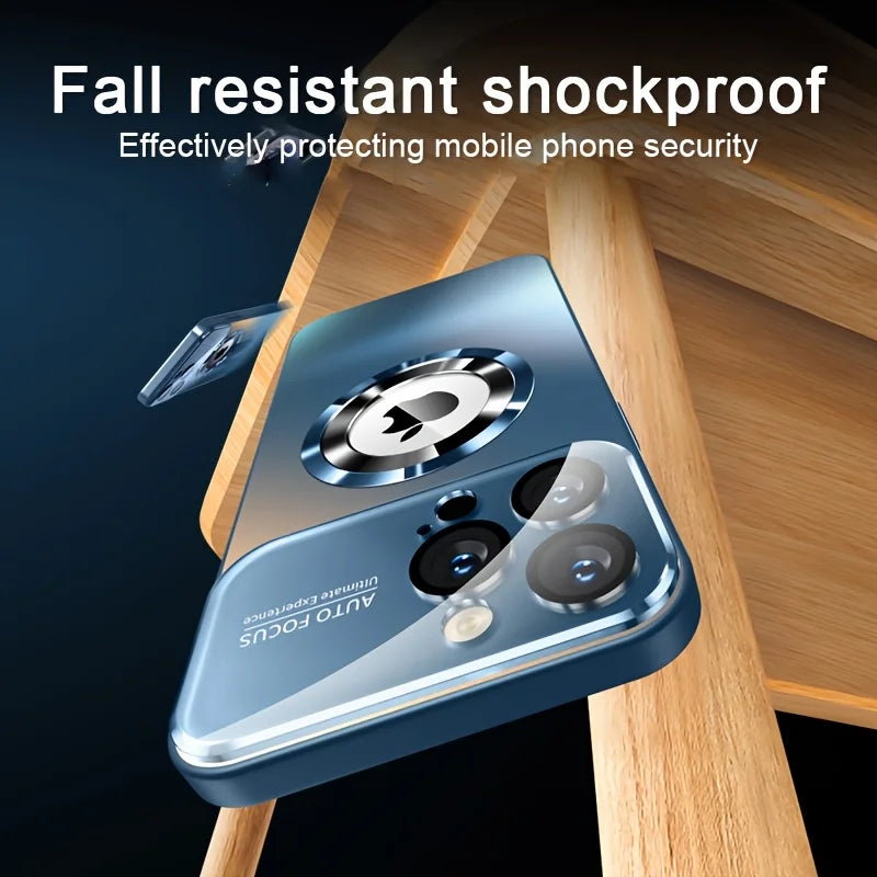 New Luxury Glass Camera for Magesafe Magnetic Wireless Charge Case for IPhone 17 13 12 11 Pro Max 16 15 14 Plus Shockproof Cover