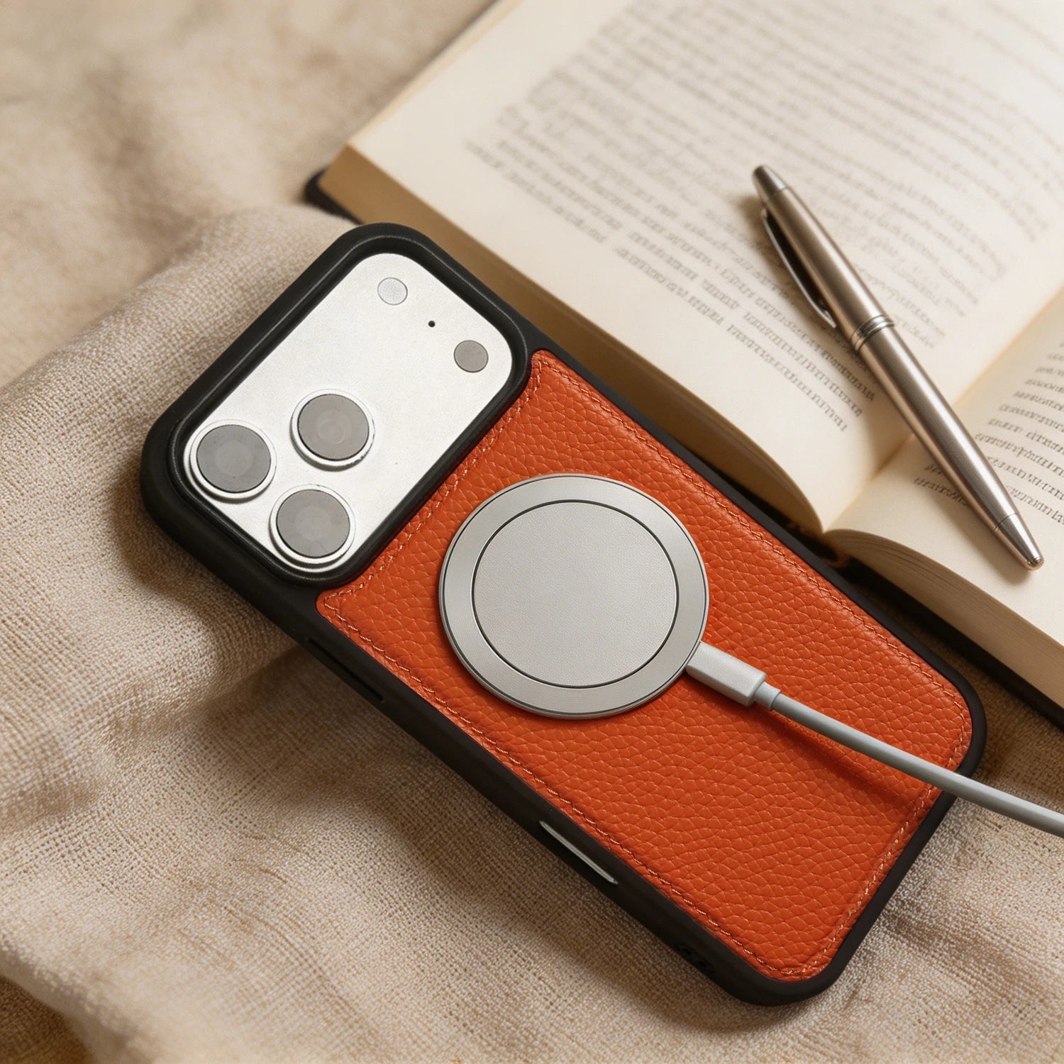 For Magsafe Lychee Genuine Leather Case For iphone 17 Pro Max 16 15 14 Air 17e 16e 11 12 13 Phone Case Magnetic Back Cover Coque