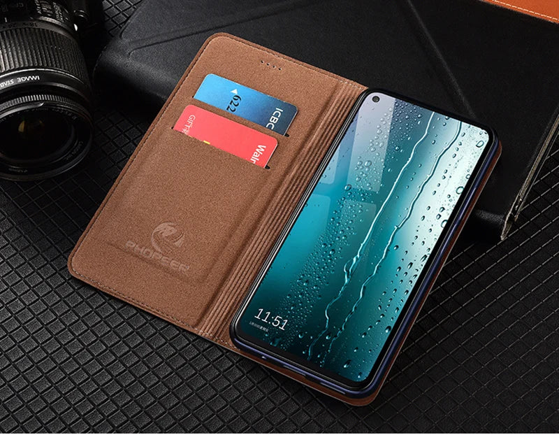 Flip Case For APPLE iPhone 17 17Pro Air Pro Max Genuine Leather Magnetic Cover Luxury Cowhide Grid Pattern Wallet Cases Covers