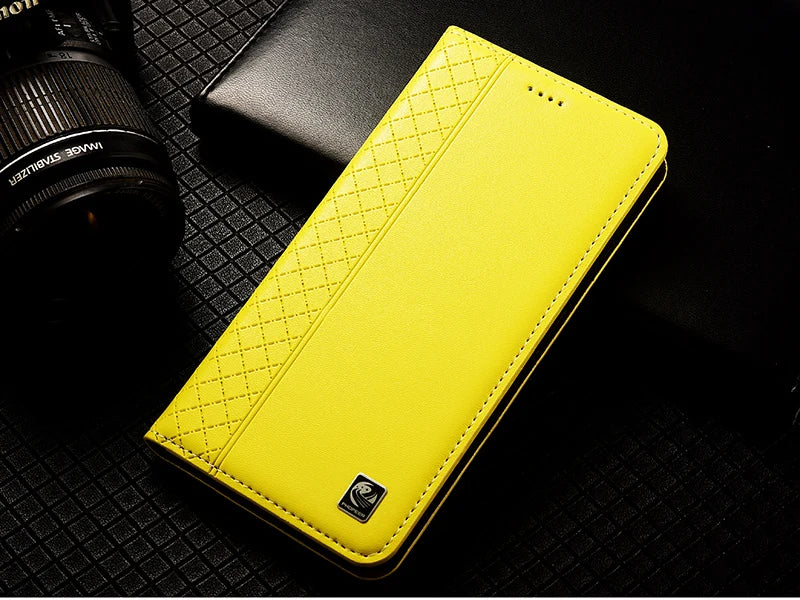 Flip Case For APPLE iPhone 17 17Pro Air Pro Max Genuine Leather Magnetic Cover Luxury Cowhide Grid Pattern Wallet Cases Covers