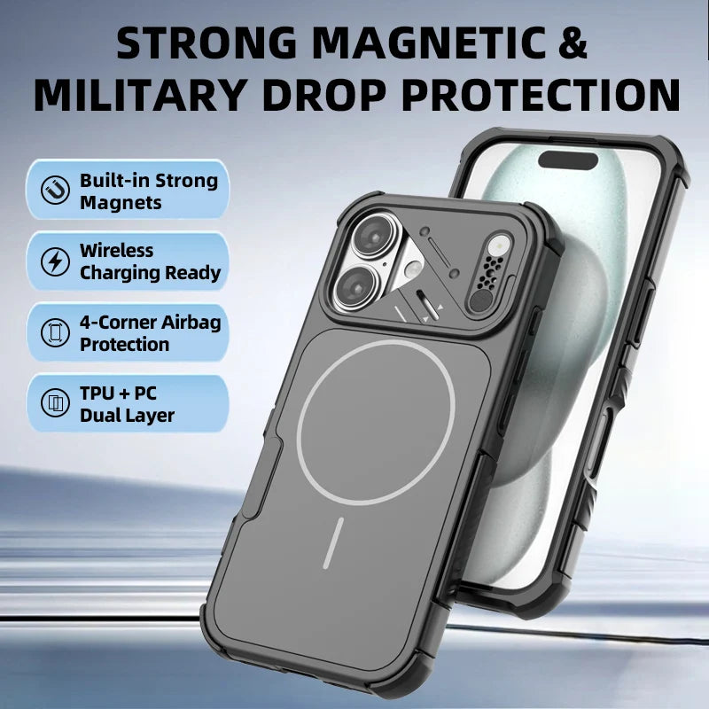 Anti-Shock Heavy Magnetic Case for Iphone 17 Pro Max 16 Iphone16 Iphone17 Wireless Charging Shockproof Covers Funda Coque