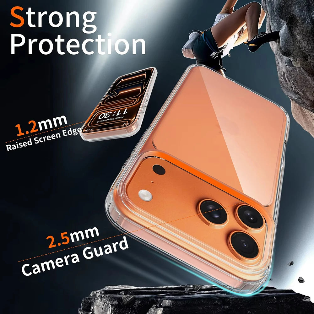 Transparent Shockproof Phone Case For iPhone 17 16 Pro Max 16Pro 17Pro Ultra Thin Clear Cases For iPhone 15 14 13 Pro Max Cover