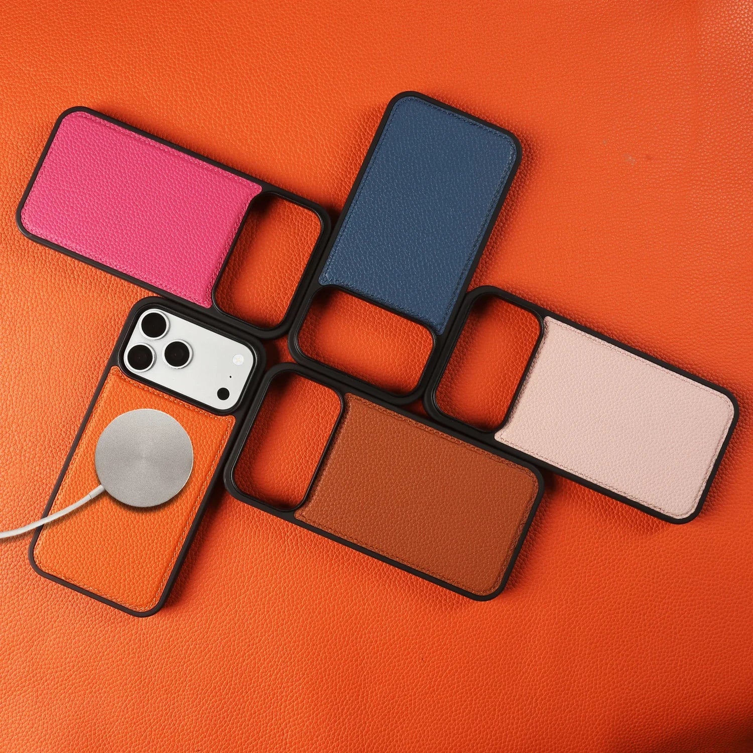 For Magsafe Lychee Genuine Leather Case For iphone 17 Pro Max 16 15 14 Air 17e 16e 11 12 13 Phone Case Magnetic Back Cover Coque