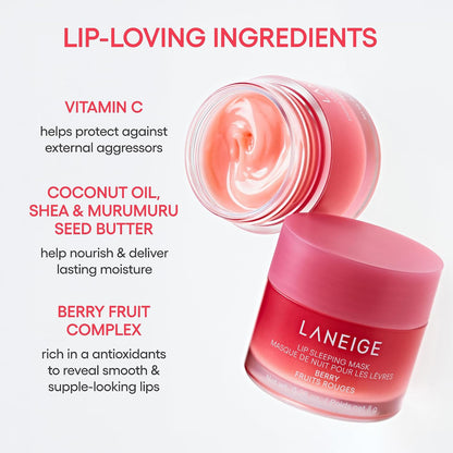 LANEIGE Lip Sleeping Mask: Korean Overnight Treatment For Dry Lips Hydrating & Nourishing Overnight Lip Treatment Mask with Vitamin C